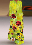 Momentlover Unique Butterfly Print Pockets Chiffon Maxi Dresses Long Sleeve LY1927