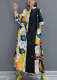 Momentlover Unique Colorblock Asymmetrical Print Original Design Cotton Dresses Summer LY1655