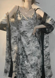 Momentlover Vintage V Neck Print Ice Silk Pajamas Robe And Slip Dress Two Piece Set Summer LY1912