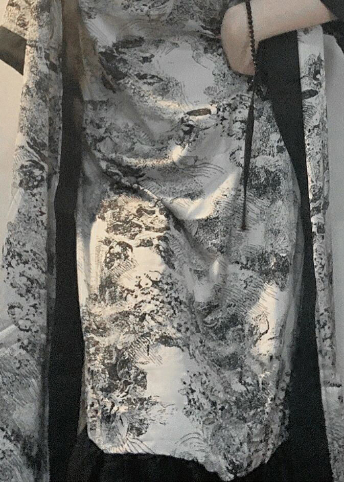 Momentlover Vintage V Neck Print Ice Silk Pajamas Robe And Slip Dress Two Piece Set Summer LY1912