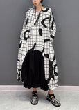 Momentlover White Letter Print Cotton Ankle Dress O-Neck Wrinkled Spring LY1662