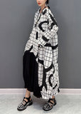 Momentlover White Letter Print Cotton Ankle Dress O-Neck Wrinkled Spring LY1662