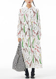 Momentlover White Print Patchwork Cotton Shirts Dress Stand Collar Wrinkled Spring LY1165