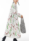 Momentlover White Print Patchwork Cotton Shirts Dress Stand Collar Wrinkled Spring LY1165