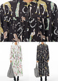 Momentlover White Print Patchwork Cotton Shirts Dress Stand Collar Wrinkled Spring LY1165