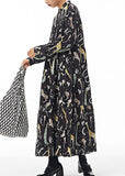 Momentlover Women Black Stand Collar Animal Print Patchwork Cotton Shirts Dress Spring LY1141