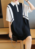 Momentlover Women Colorblock Oversized Patchwork Cotton Mid Dress Summer LY1475