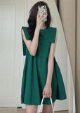 Momentlover Women Green Slim Fit Original Design Cotton Mid Dress Sleeveless LY1716