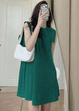 Momentlover Women Green Slim Fit Original Design Cotton Mid Dress Sleeveless LY1716