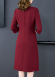 Momentlover Women Mulberry V Neck Embroideried Silk Fake Two Piece Dress Bracelet Sleeve LY1665