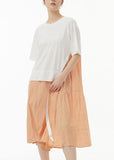 Momentlover Women White O Neck Patchwork False Two Pieces Cotton Dress Summer LY1276