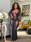Momentlover Round Neck Body Print Bodycon Dress AR5671
