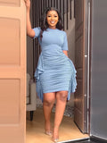 Momentlover Ruffle Design Ruched Bodycon Dress AR56129