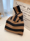 Momentlover Knitting Checkerboard Zebra-Stripe Striped Bags Accessories Handbags