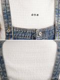 Momentlover Artistic Retro Loose Solid Color Denim Overalls