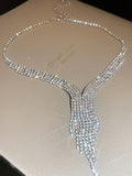 Tasseled Rhine Stones 2 pieces Necklaces Accessories Earrings Accessories