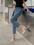 Momentlover Transparent Square-Toe Sandals Pumps