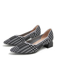 Momentlover Pointed-Toe Houndstooth Shoes Pumps