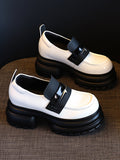 Momentlover Split-Joint Round-Toe Platform Shoes