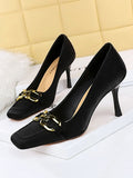 Momentlover Square-Toe Split-Joint Shallow Cut Pumps