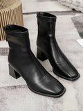 Momentlover Zipper Square-Toe Split-Joint Boots