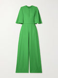 Momentlover Loose Short Sleeves Solid Color Round-Neck Jumpsuits