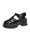 Momentlover Round-Toe Hollow Sandals Platform Shoes Gladiators