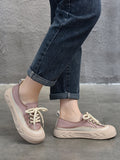 Momentlover Lace-Up Contrast Color Platform Shoes Casual Shoes