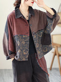 Momentlover Contrast Color Fringed Split-Joint Long Sleeves Printed Outwear + Harem Pants  Two Pieces Set