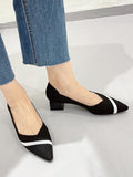 Momentlover V-Cut Pointed-Toe Contrast Color Pumps