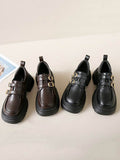 Momentlover Split-Joint Round-Toe Belt Buckle Platform Shoes Mary Janes