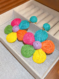 Momentlover Flower Shape Colorful Drop Earrings