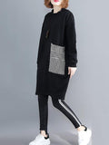 Momentlover Casual Pocket Long Sweatshirt Short Dress