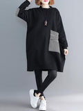 Momentlover Casual Pocket Long Sweatshirt Short Dress