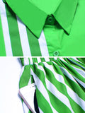 Momentlover Original Striped Irregularity Blouse Tops+Skirt Suits