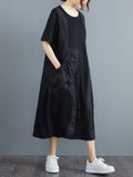 Momentlover Simple Casual Solid Color Split-Joint Midi Dress