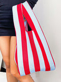 Momentlover Striped Contrast Color Woven Handbag Bags