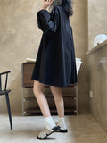 Momentlover Urban Puff Sleeves Solid Color Round-Neck Mini Dress