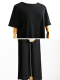 Momentlover Original Solid Split-Side Elasticity Waist Dress