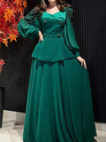 Momentlover Wrap Chains Solid Color Shirts Tops&Skirts Two Pieces Set
