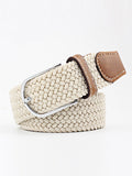 Momentlover 20 Colors Simple Contrast Color Weave Belt