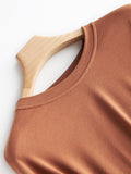 Momentlover Simple Solid Color High-Low Asymmetric Modal Pajama Top