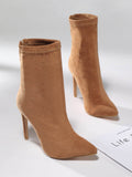 Momentlover Split-Joint Solid Color Pointed-Toe Pumps Boots