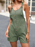 Momentlover Solid Color Loose Round-Neck Rompers