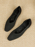 Momentlover Square-Toe Solid Color Shoes Flats
