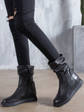 Momentlover Leisure Fashion Solid Leather Martin Boots