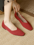 Momentlover Square-Toe Solid Color Shoes Flats