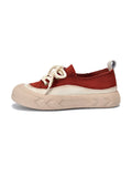 Momentlover Lace-Up Contrast Color Platform Shoes Casual Shoes