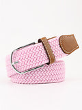 Momentlover 20 Colors Simple Contrast Color Weave Belt