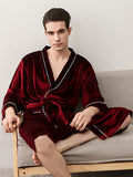 Momentlover Comfortable Solid Bandage V-Neck Pajama Robe